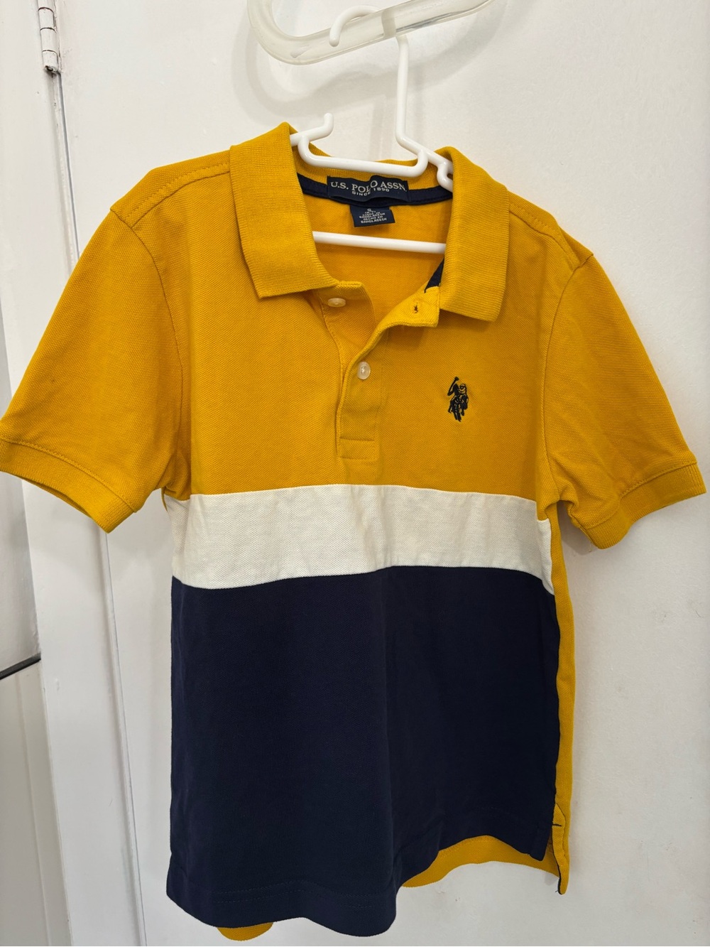 U.S. Polo Assn. Boys Yellow, White & Navy Colorblock Polo Shirt
